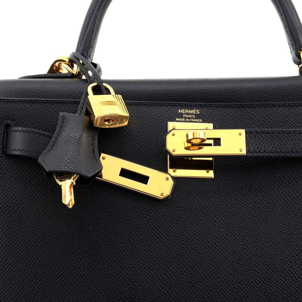 Hermes Kelly Handbag Noir Epsom with Gold Hardware 28 Black - Picture 7 of 8